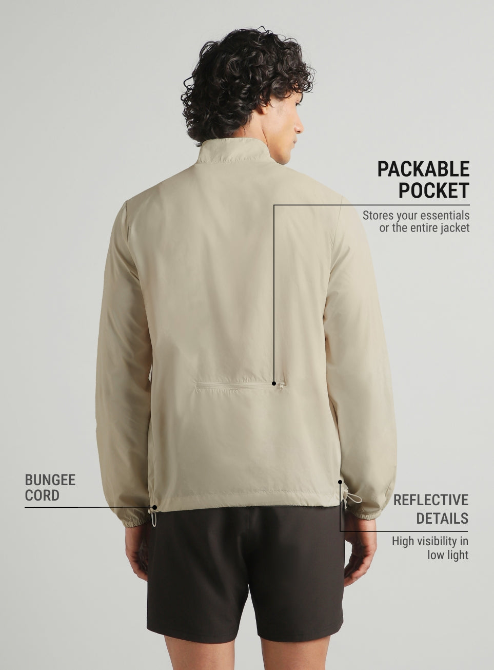 Men's Off White Everyday Run Packable Windbreaker Jacket