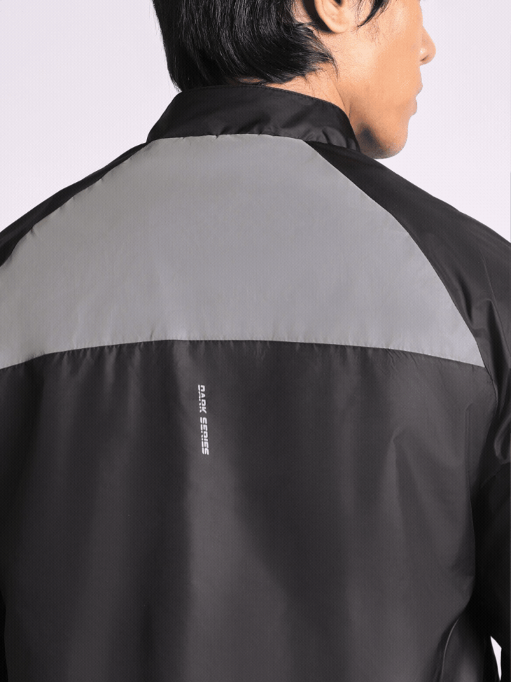 Men’s Black Reflective panel wind Breaker Running Jacket