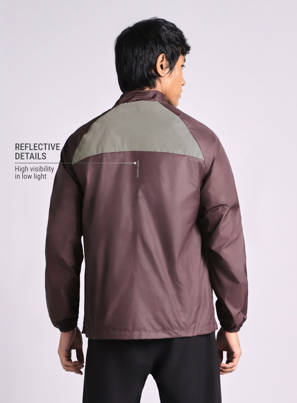 Men’s Wine Reflective panel wind Breaker Running Jacket