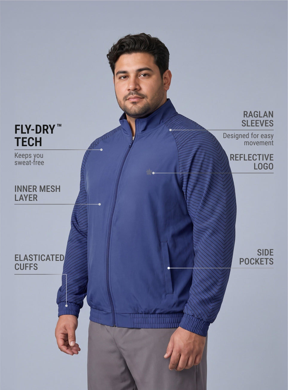 Men's Blue Day Run Essential Plus Size Jacket