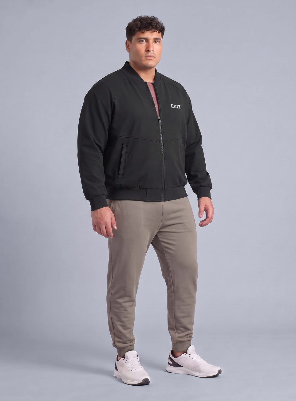 Men's Black Training Plus Size Bomber Jacket