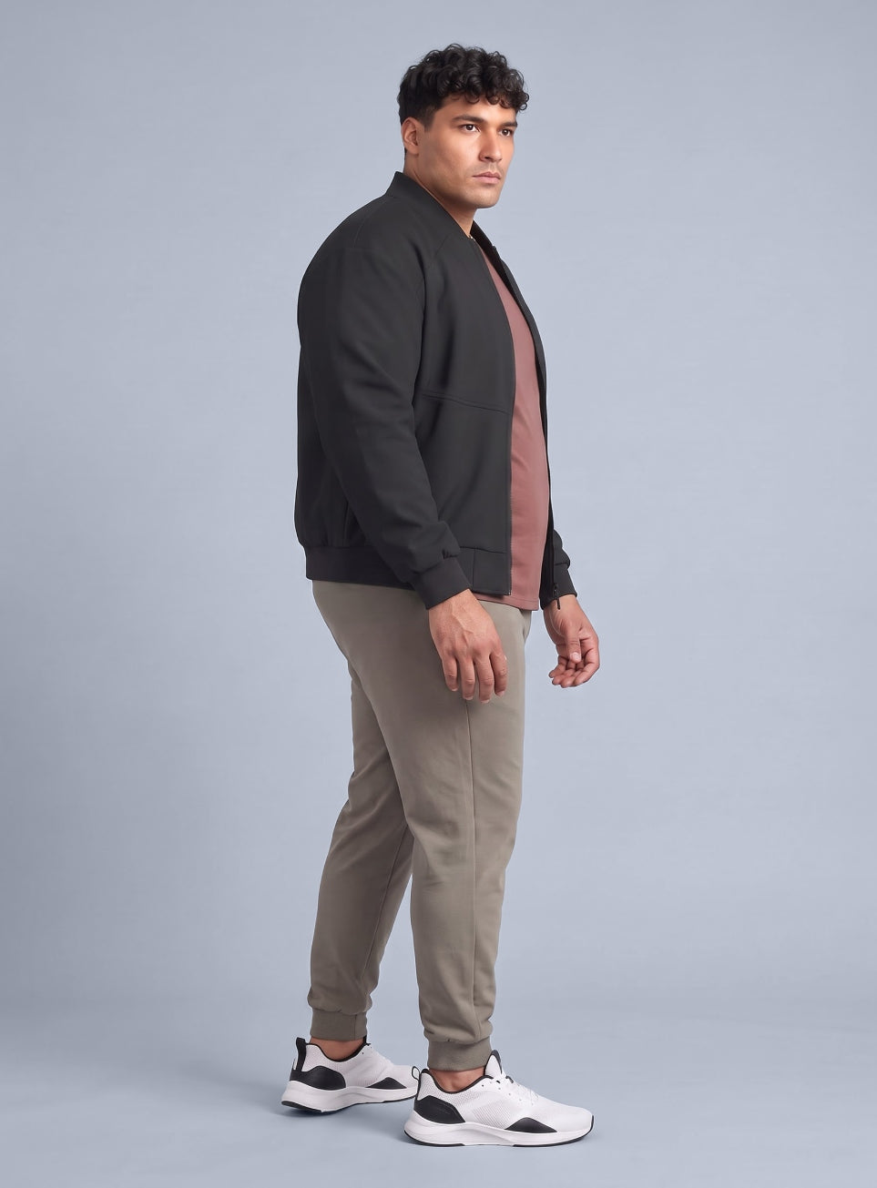 Men's Black Training Plus Size Bomber Jacket