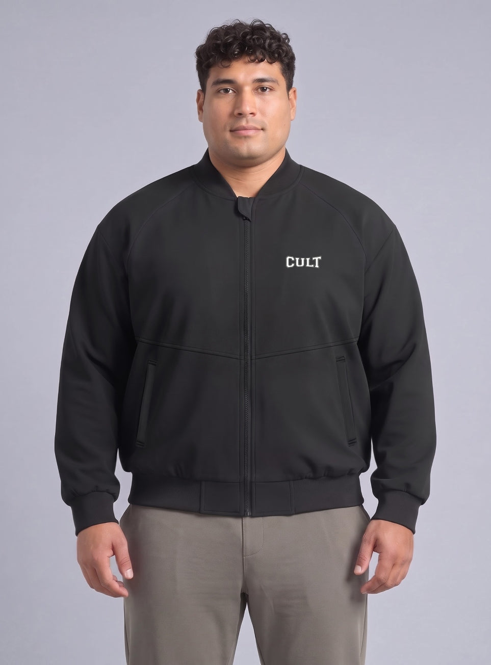 Men's Black Training Plus Size Bomber Jacket