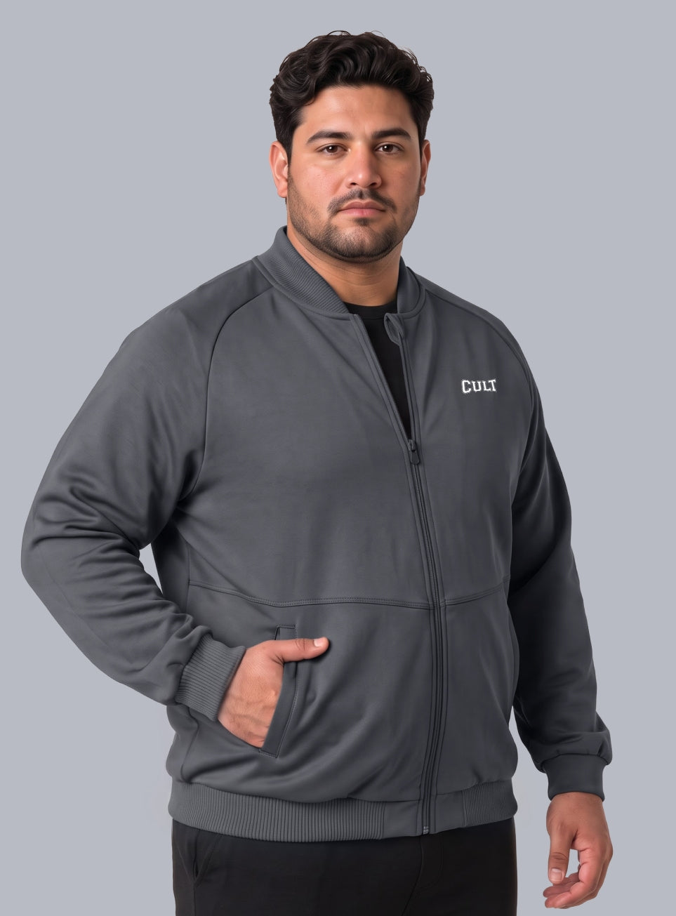 Men's Dark Grey Training Plus Size Bomber Jacket