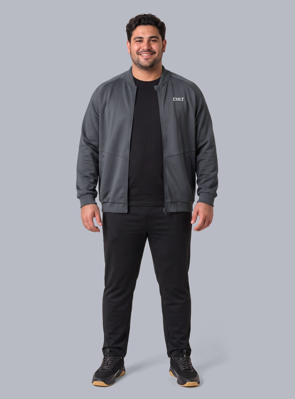 Men's Dark Grey Training Plus Size Bomber Jacket