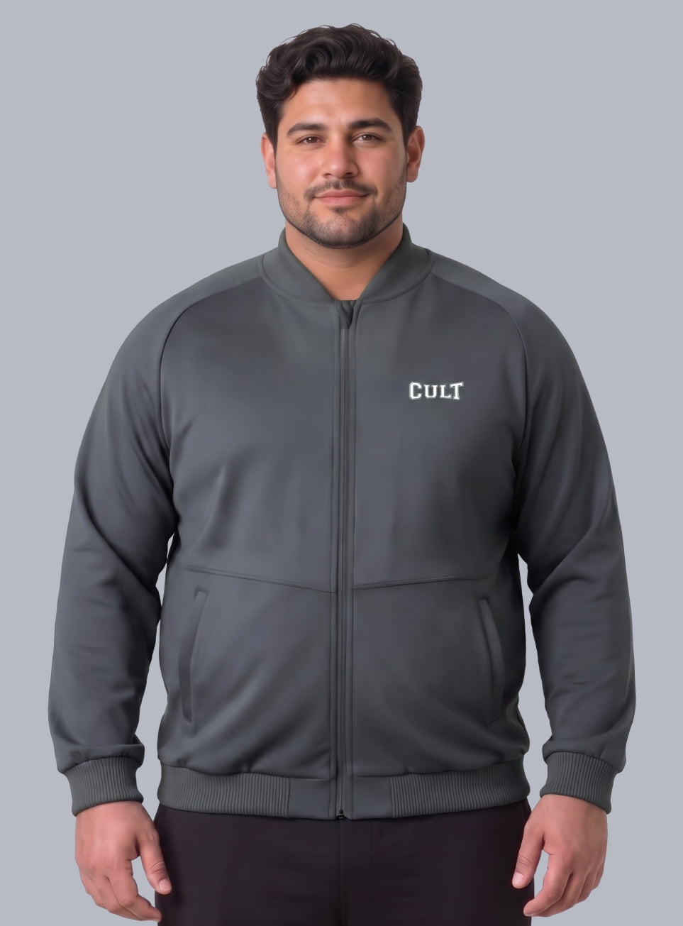 Men's Dark Grey Training Plus Size Bomber Jacket