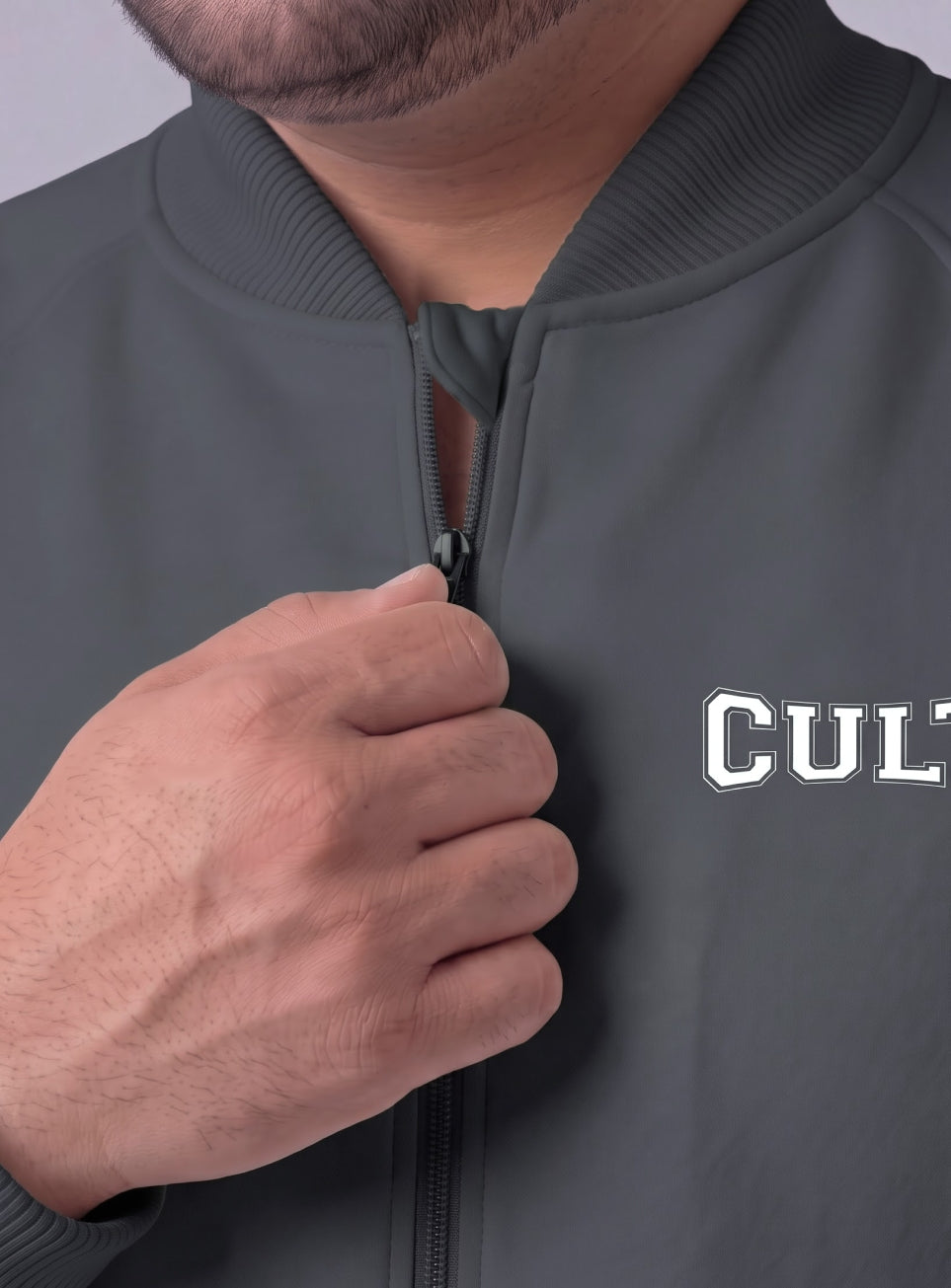 Men's Dark Grey Training Plus Size Bomber Jacket
