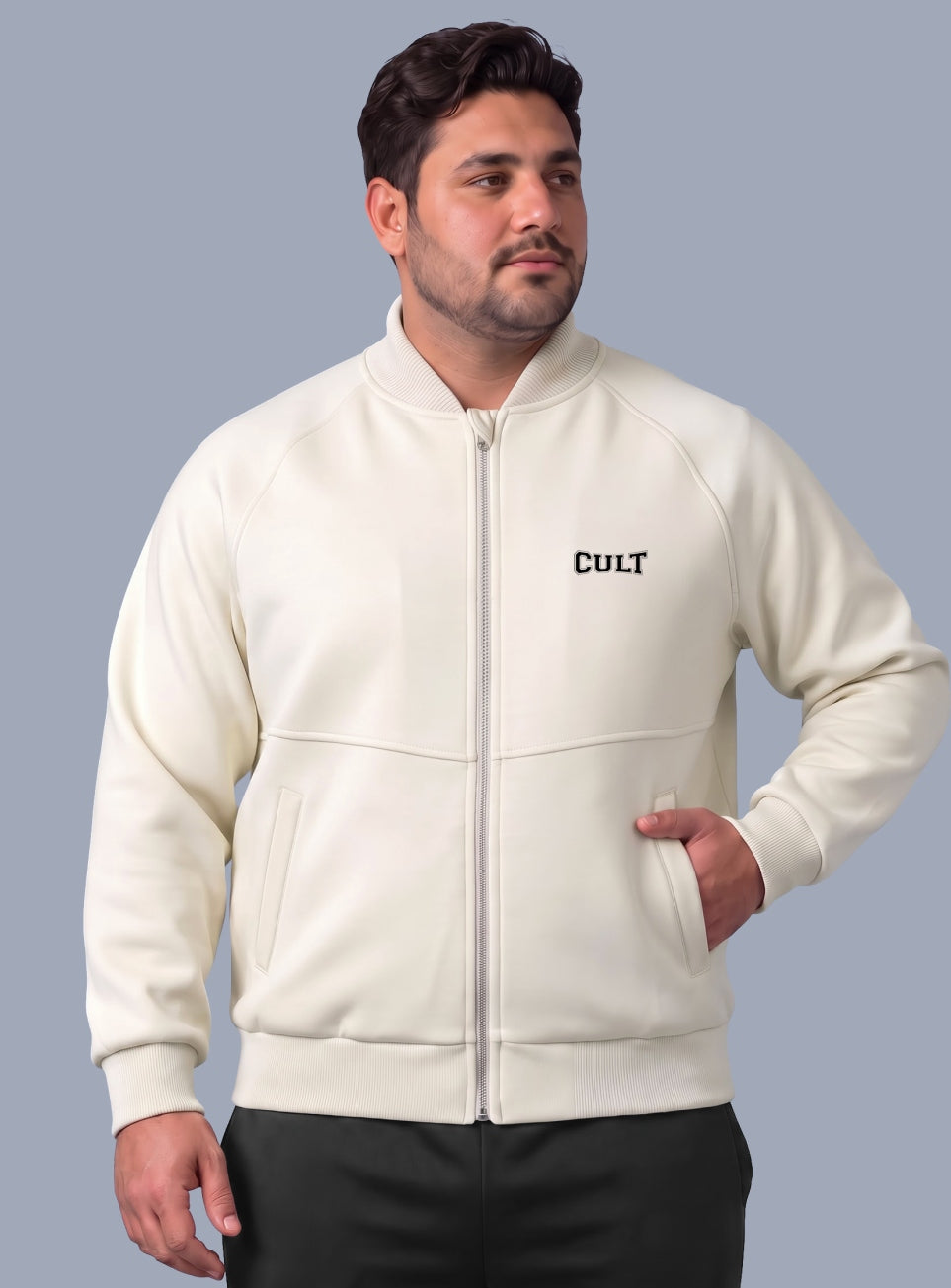 Men's Off White Training Plus Size Bomber Jacket