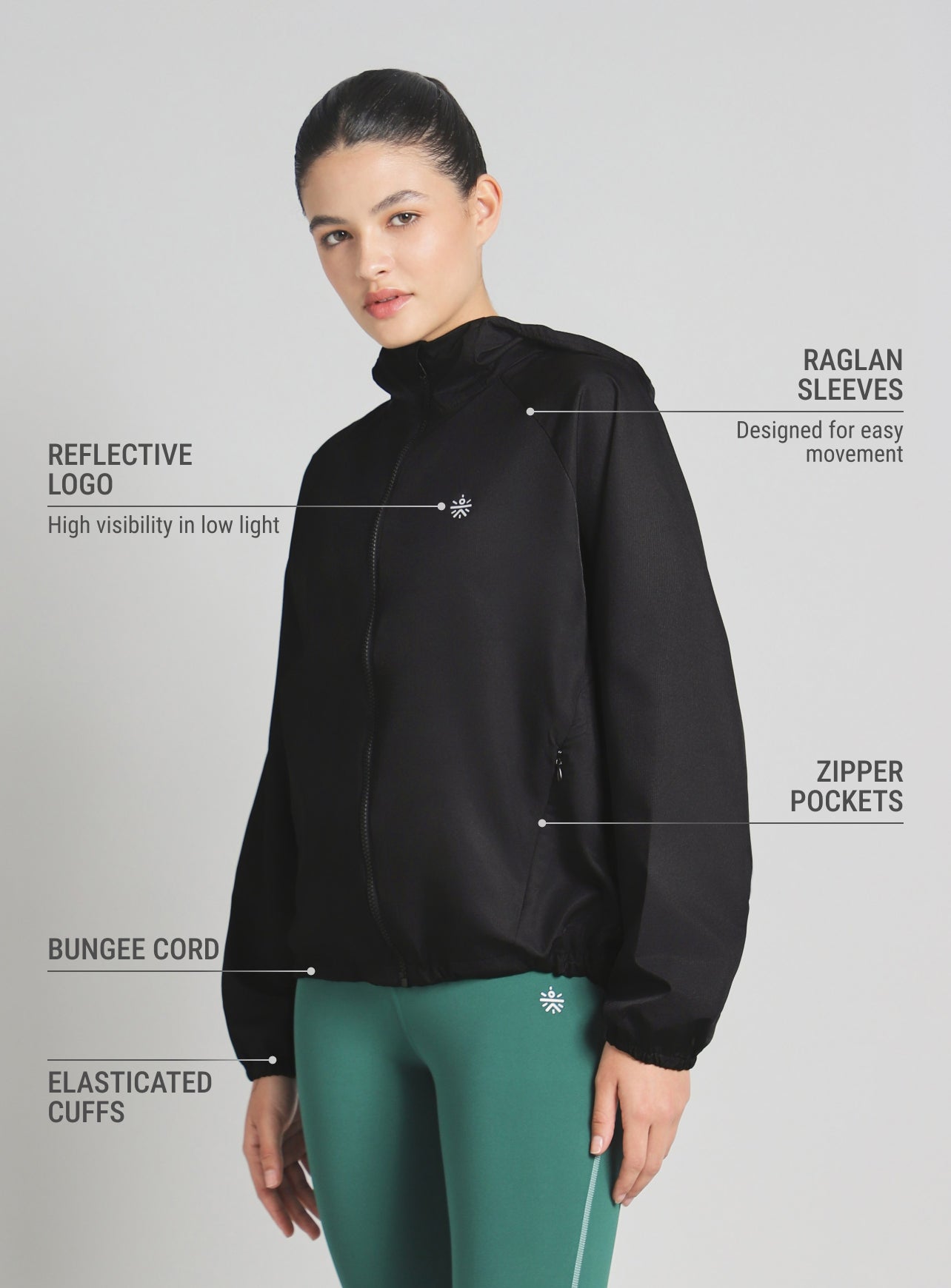 Women's Black Daily Run Packable Windcheater
