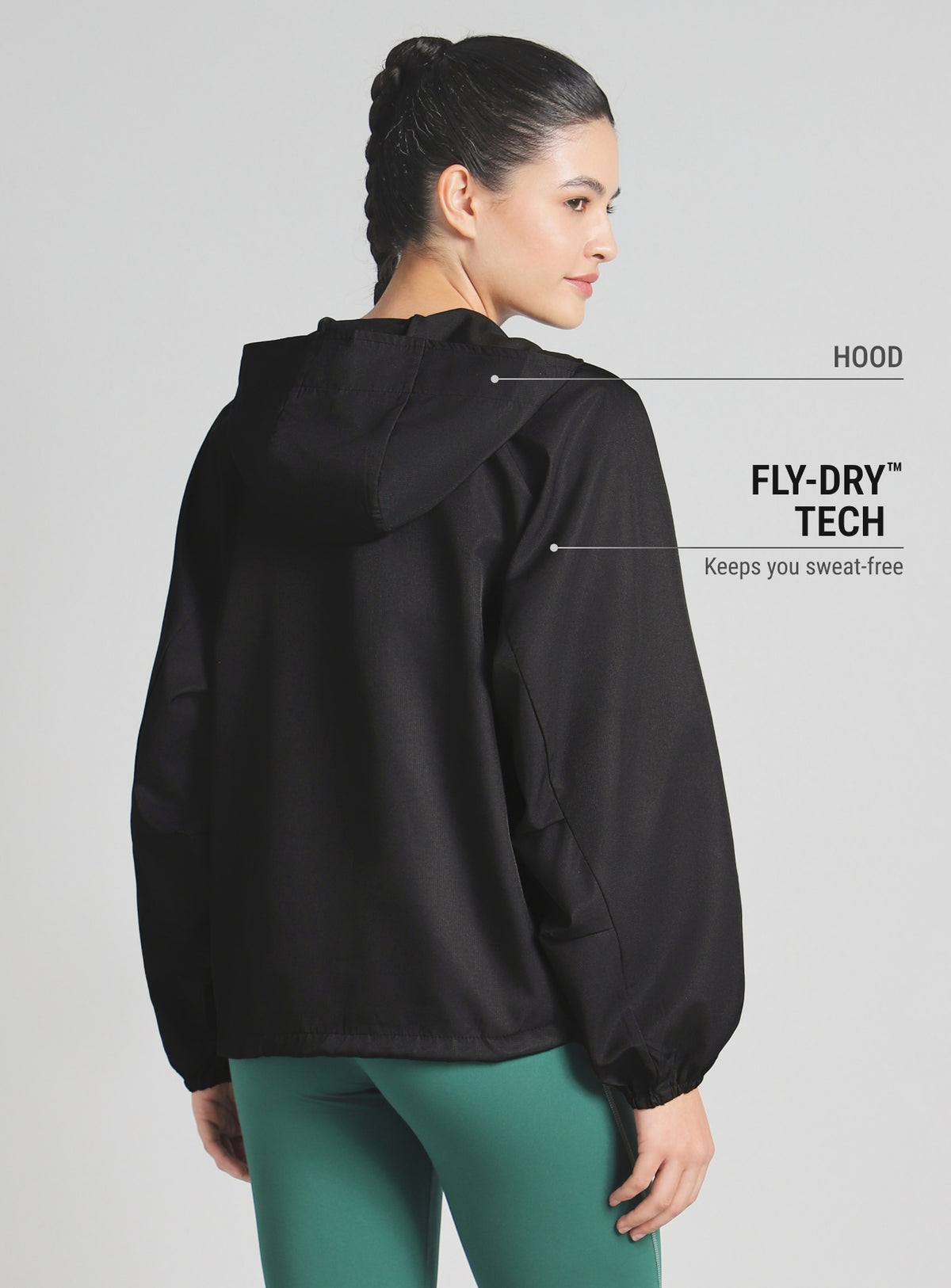 Women's Black Daily Run Packable Windcheater