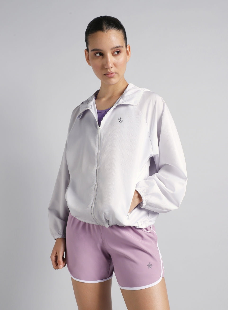 Women's White Daily Run Packable Windcheater