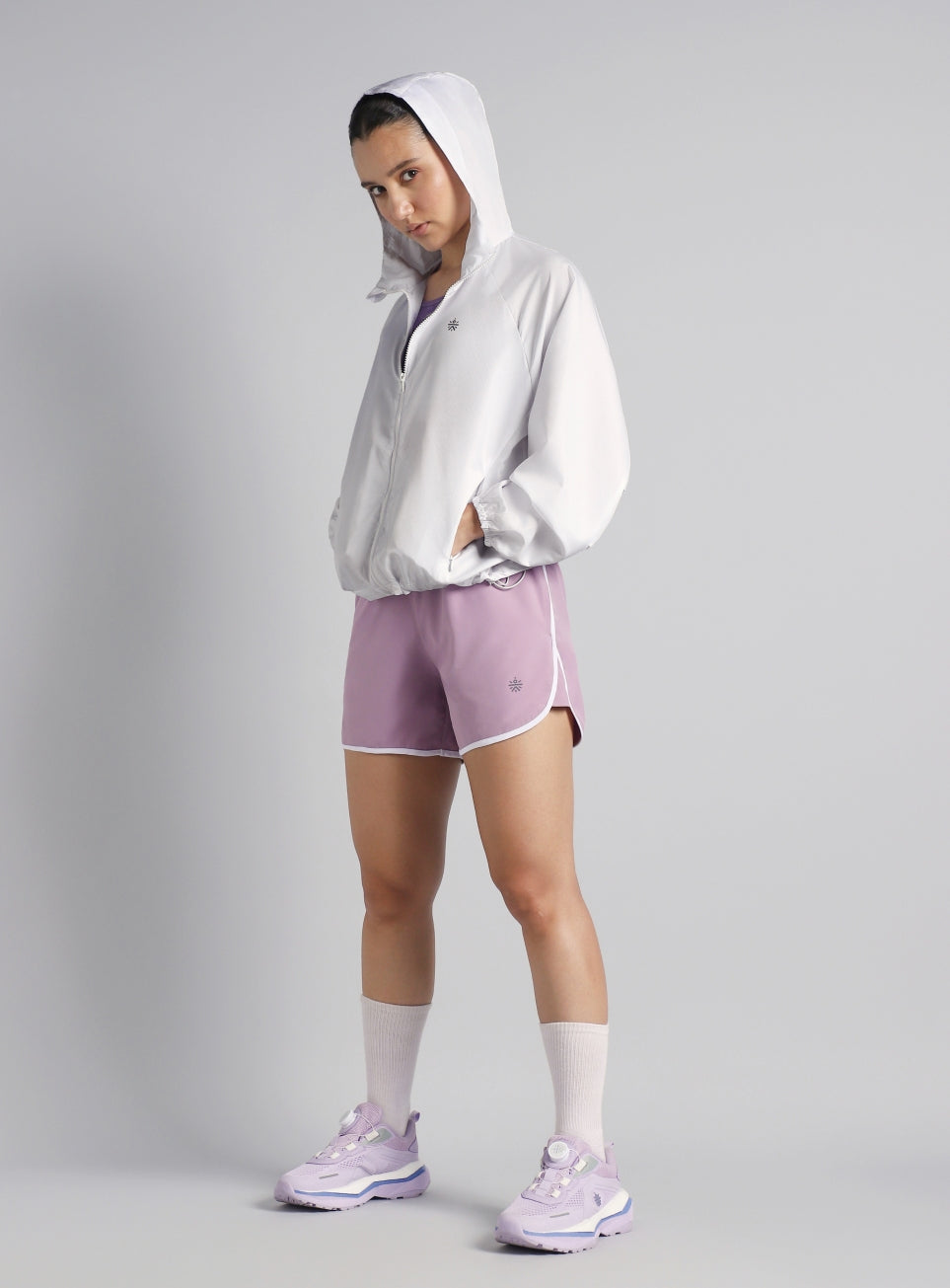Women's White Daily Run Packable Windcheater