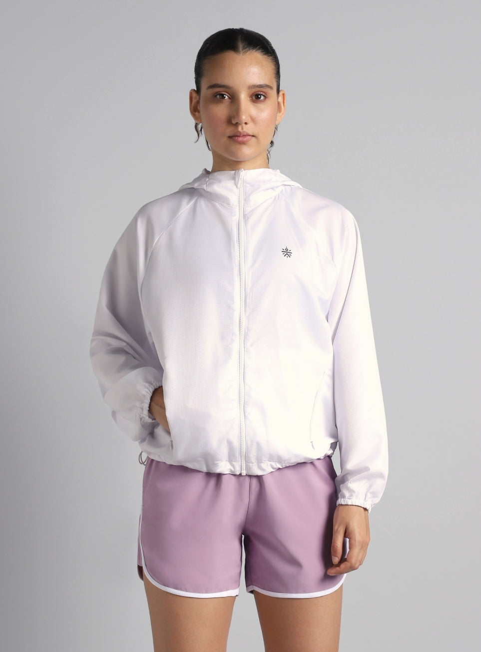 Women's White Daily Run Packable Windcheater