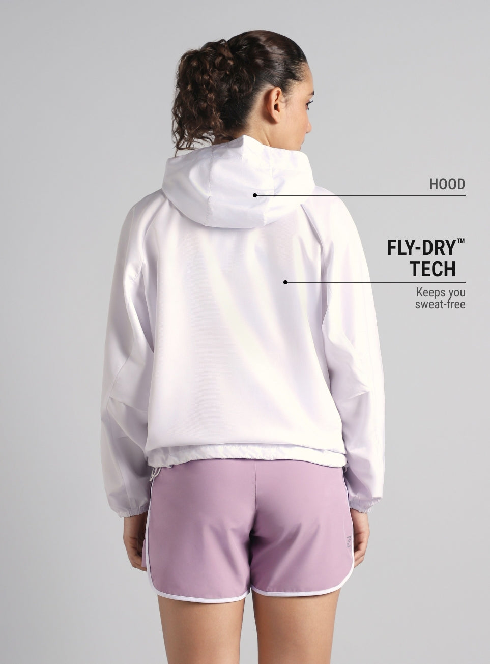 Women's White Daily Run Packable Windcheater