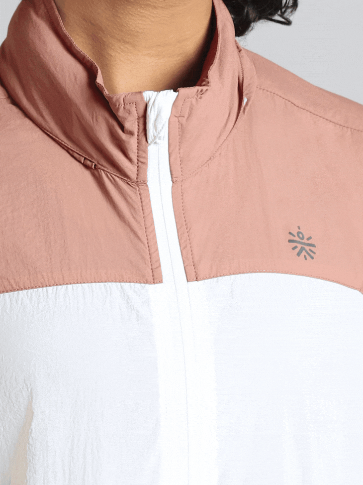 Women's White Running packable hoodie Windcheater jacket