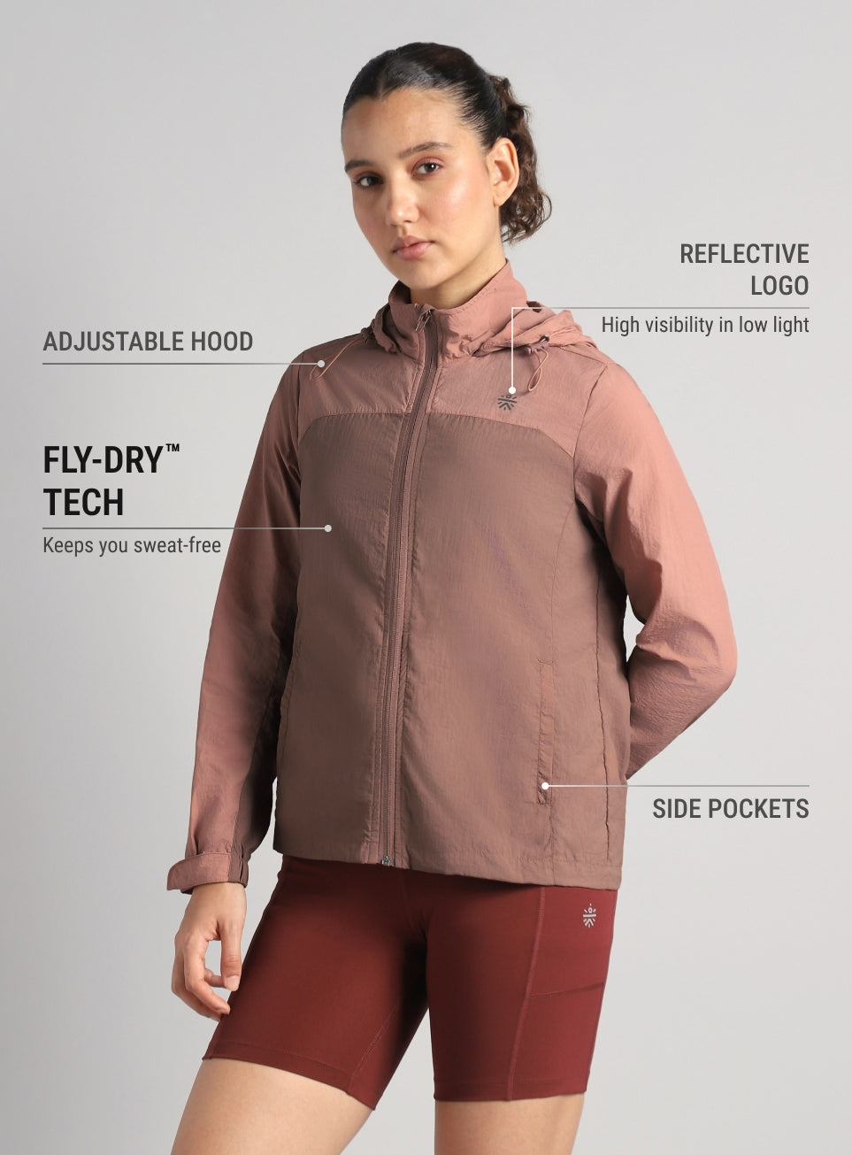 Women's Running Packable Hoodie Windcheater Jacket