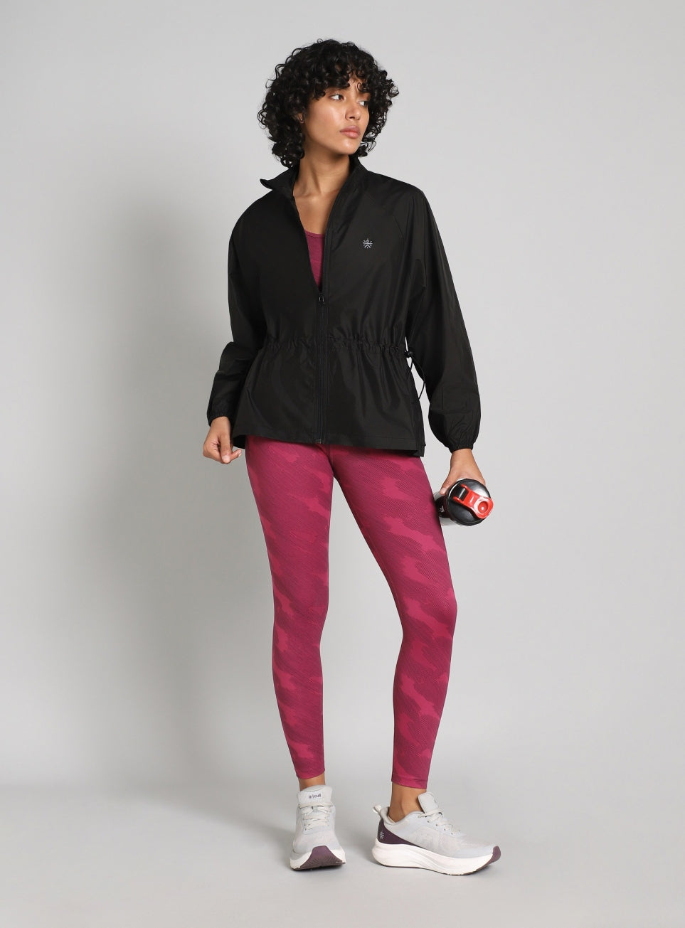 Women's Black Windproof Packable Running Jacket