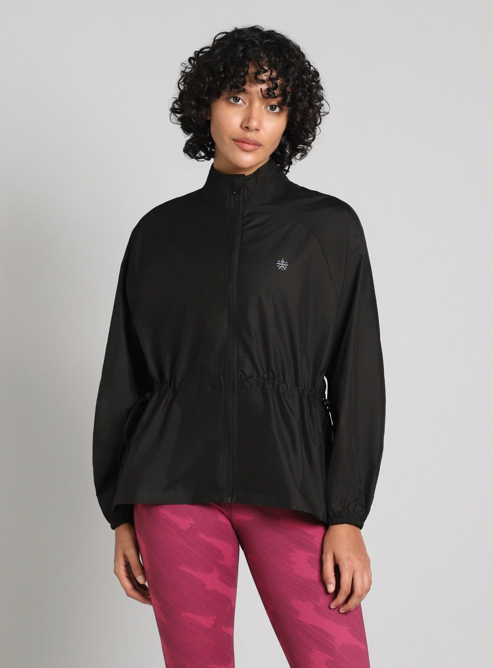 Women's Black Windproof Packable Running Jacket