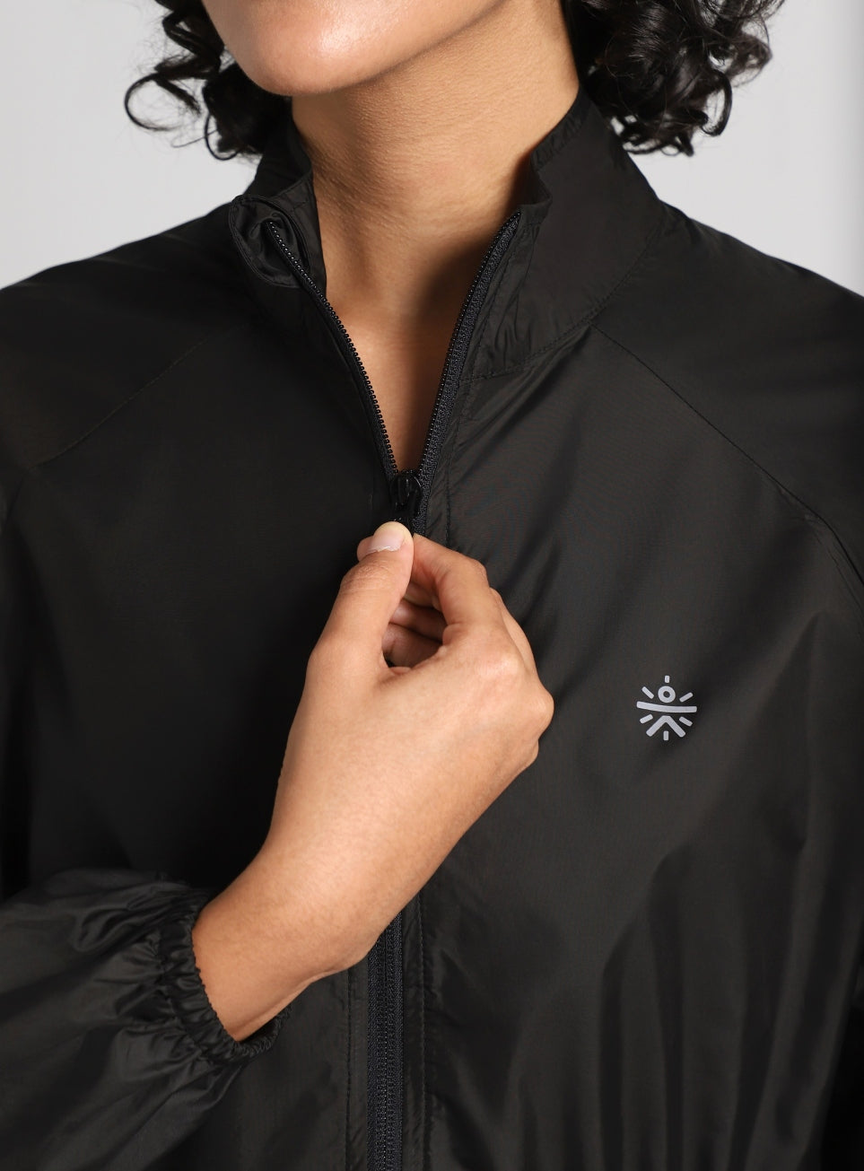 Women's Black Windproof Packable Running Jacket