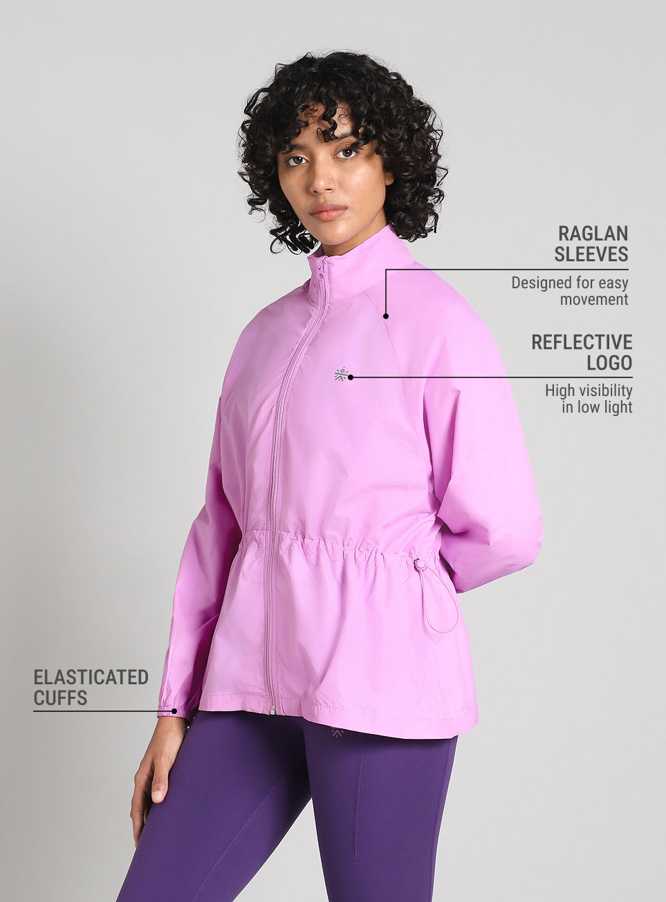 Women's Purple Windproof Packable Running Jacket