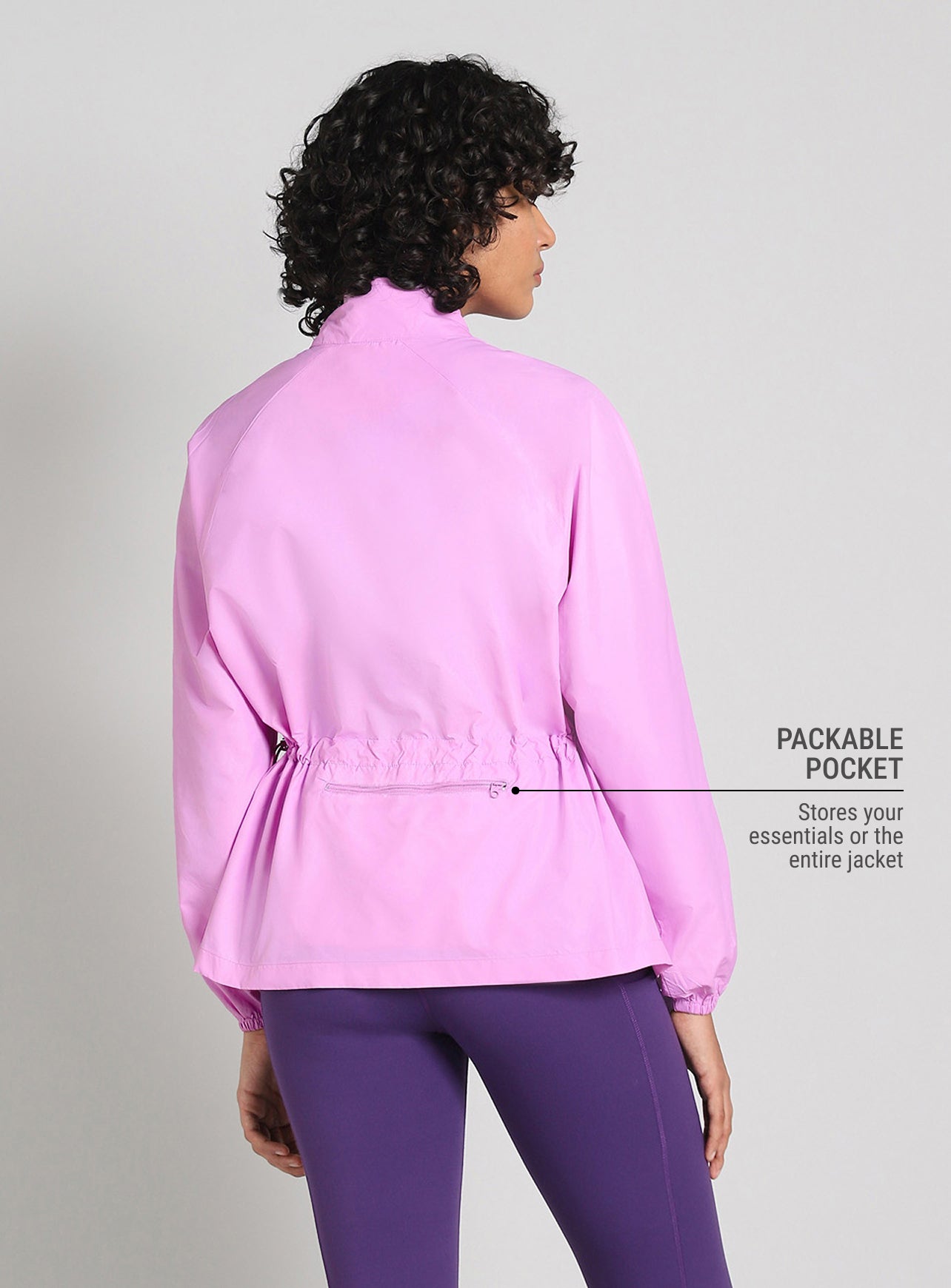 Women's Purple Windproof Packable Running Jacket
