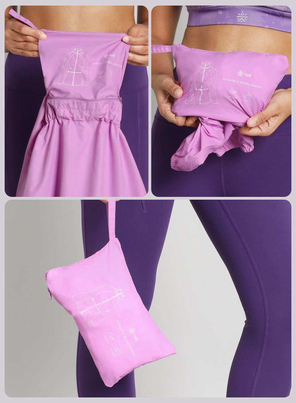 Women's Purple Windproof Packable Running Jacket