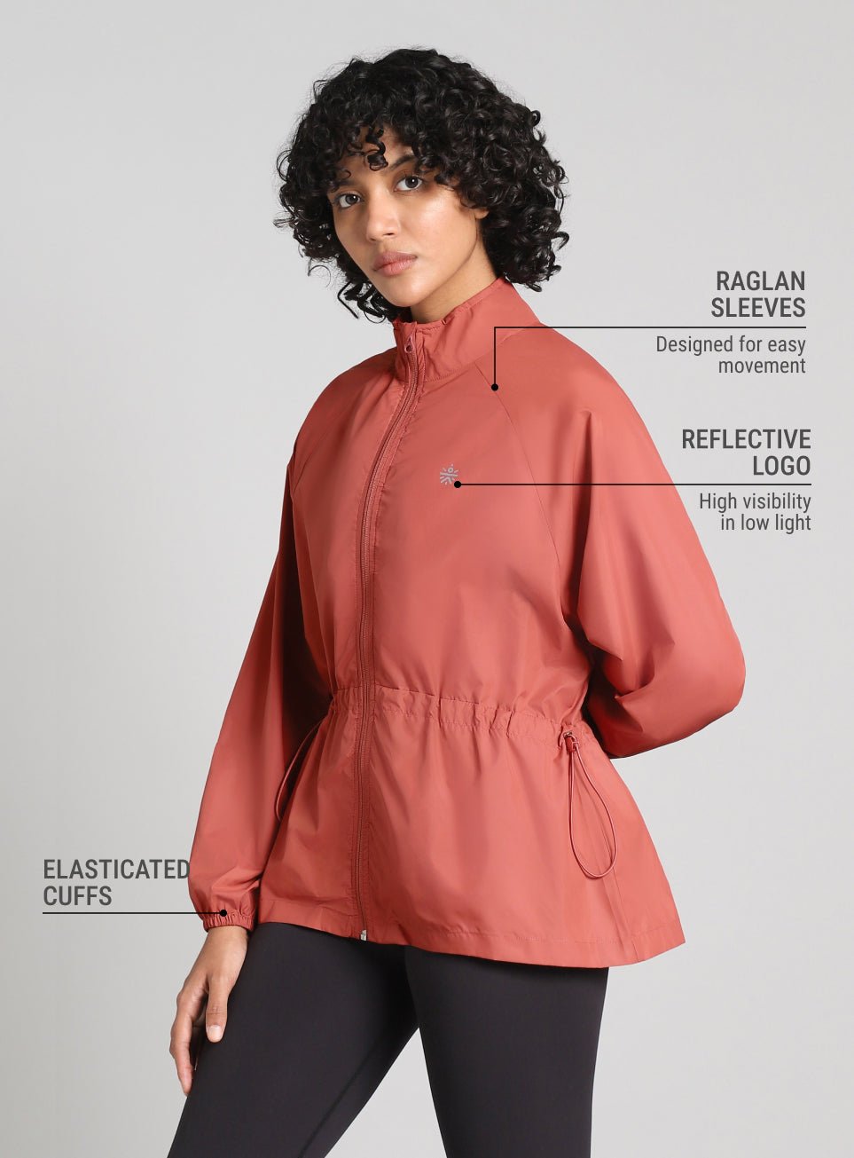 Women's Rust Windproof Packable Running Jacket