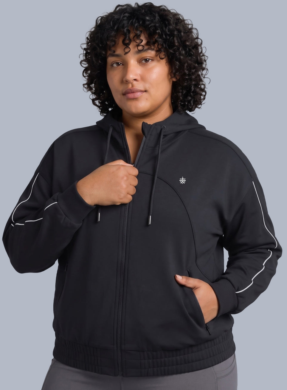 Women's Black Workout Essential Plus Size Training Jacket