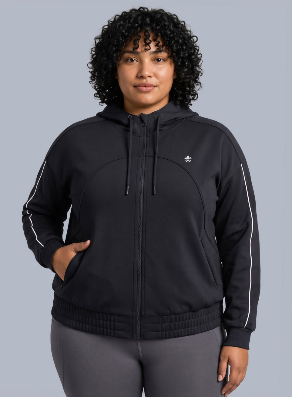 Women's Black Workout Essential Plus Size Training Jacket