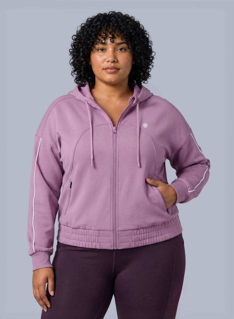 Women's Lavender Workout Essential Plus Size Training Jacket