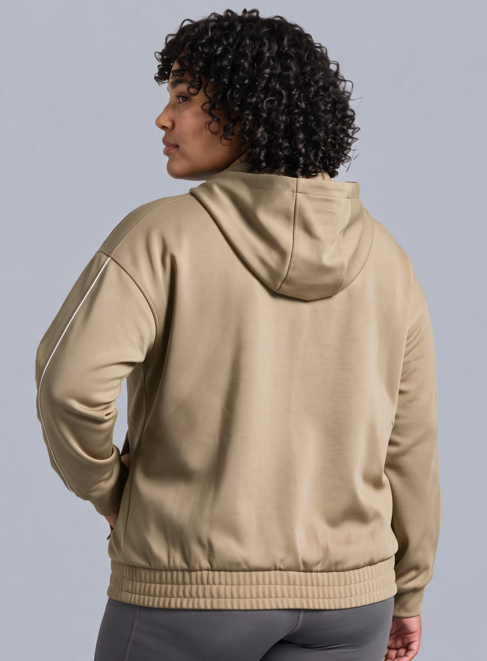 Women's Beige Workout Essential Plus Size Training Jacket
