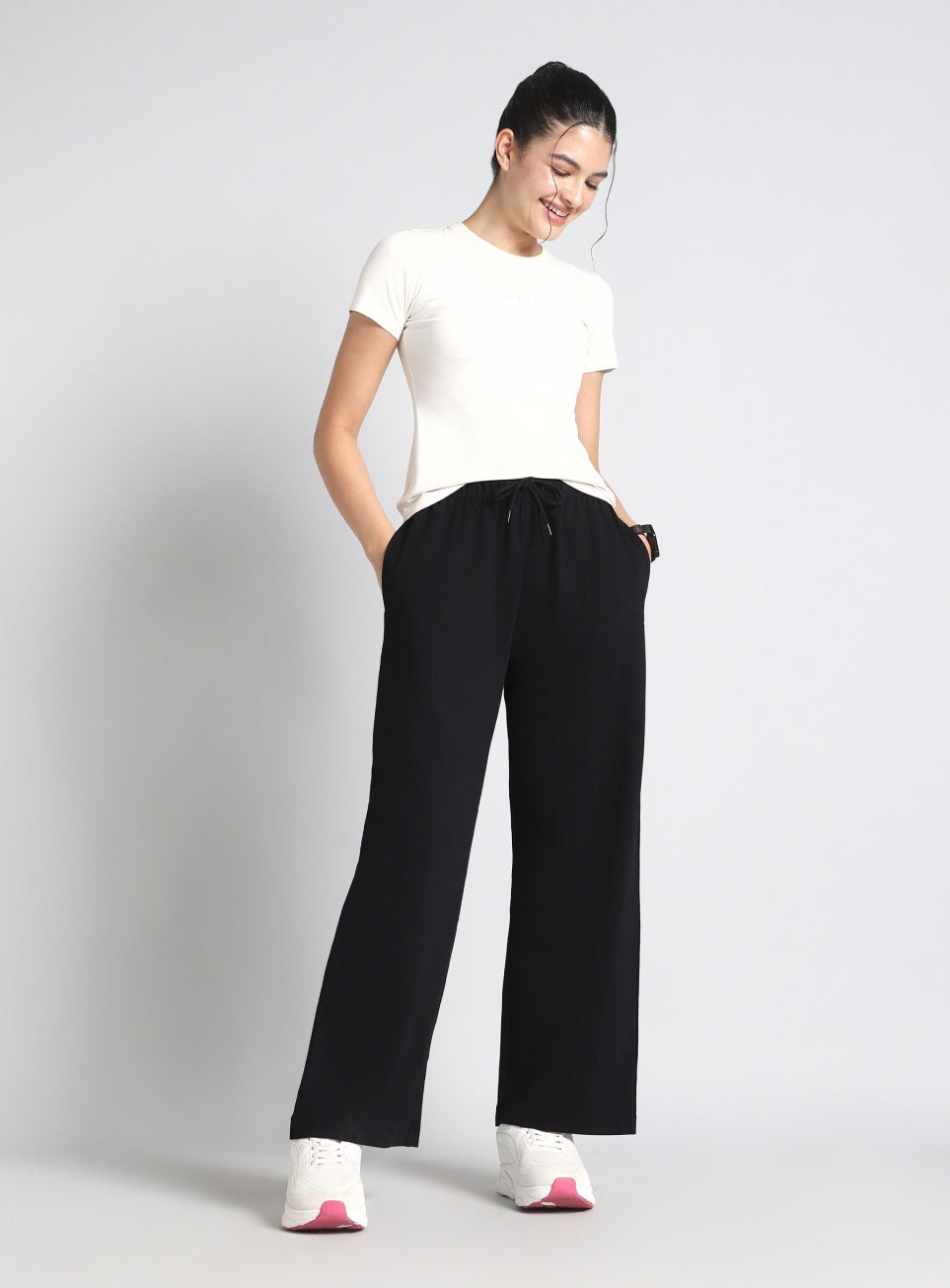 Women's Black Soft Form Relaxed Fit Sweat Trackpants