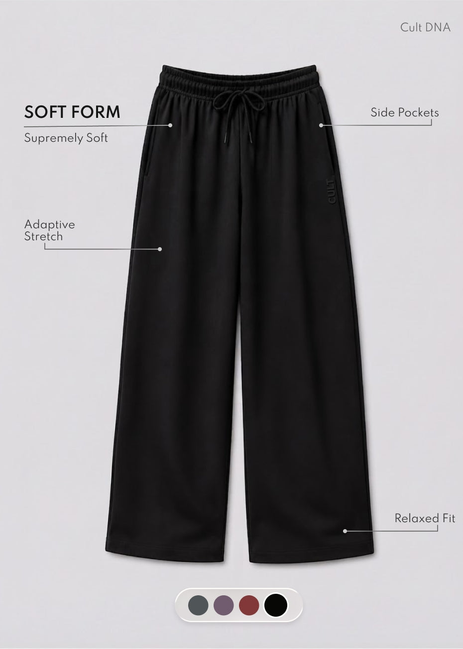 Women's Black Soft Form Relaxed Fit Sweat Trackpants