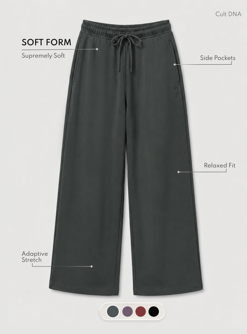 Women's Dark Grey Luxe Fleece Relaxed Fit Sweat Trackpants