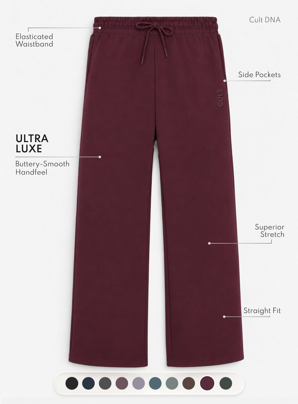 Women's Wine Ultra Luxe Classic Trackpants