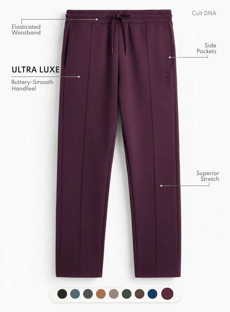 Men's Wine Ultra Luxe Tailored Trackpants