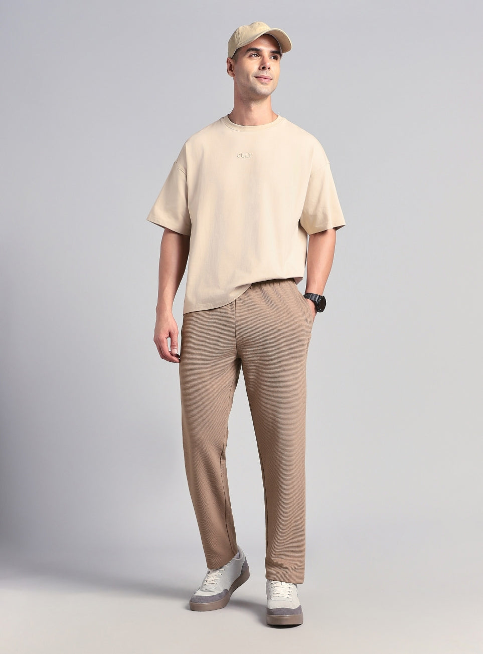 Men's Beige Luxe Form Classic Trackpants