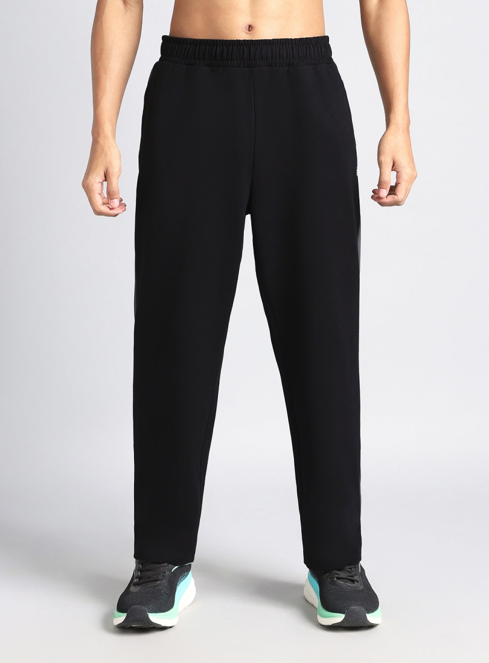 Men's Black Sporty Block Trackpants