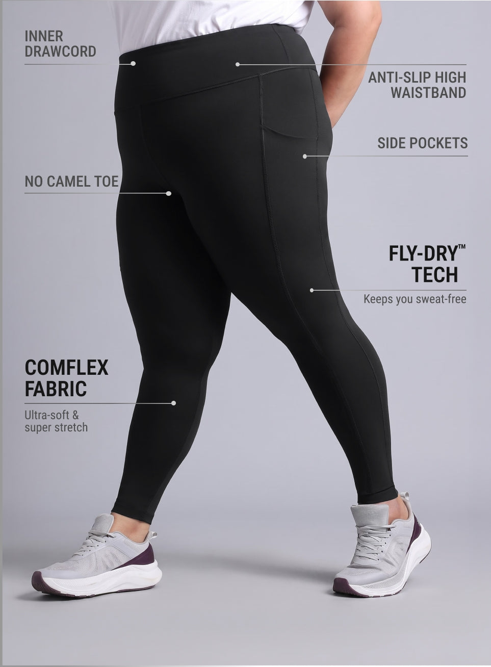 Women's Black Cult Strength Training COMFlex Plus Size Tights