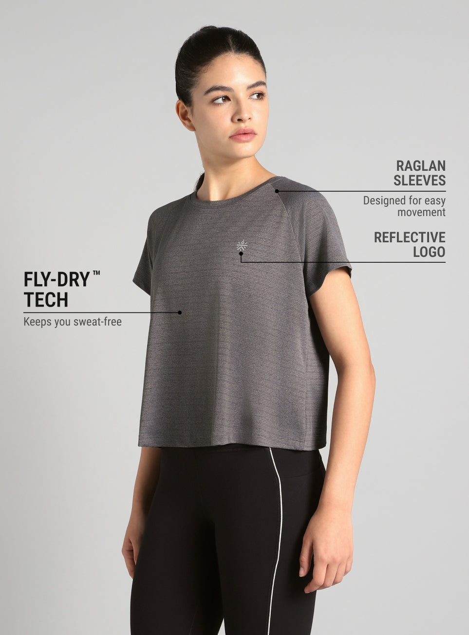 Women's Grey Back Overlap Relaxed Fit Top