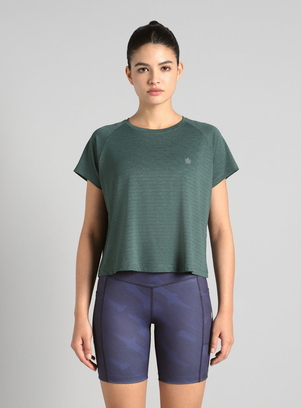 Women's Green Back Overlap Relaxed Fit Top