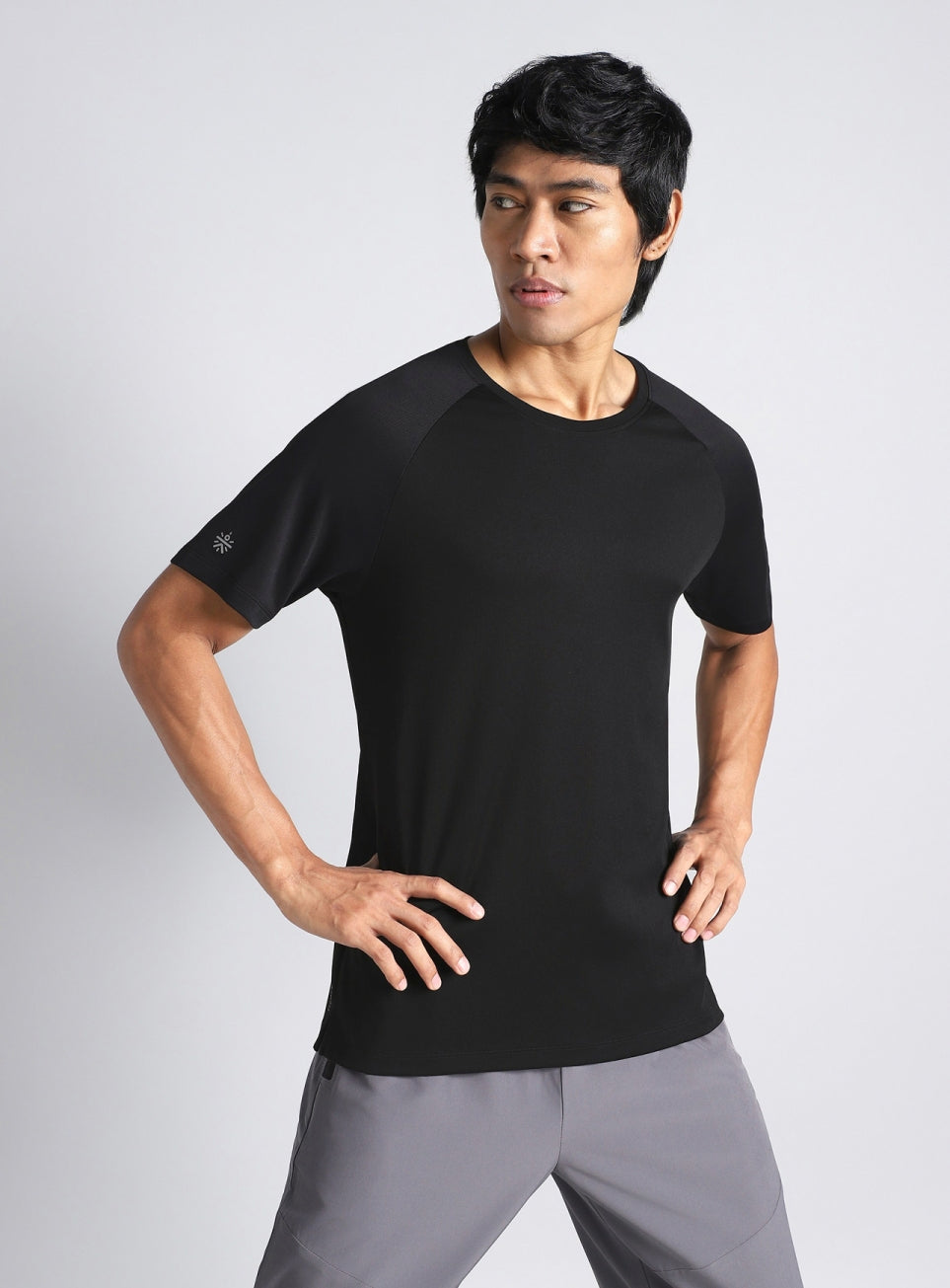 Men's Black Long Stride Running T-shirt