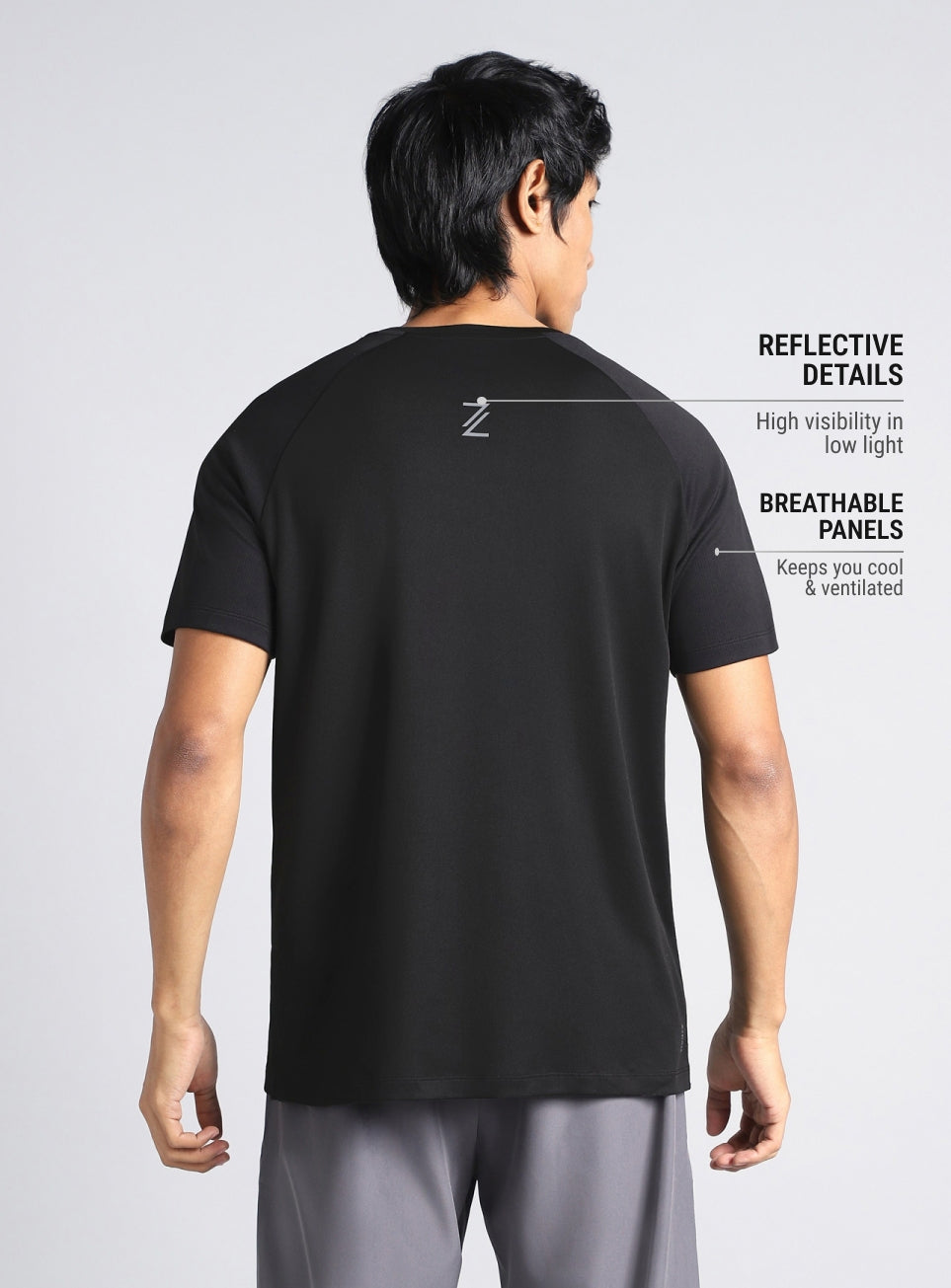Men's Black Long Stride Running T-shirt