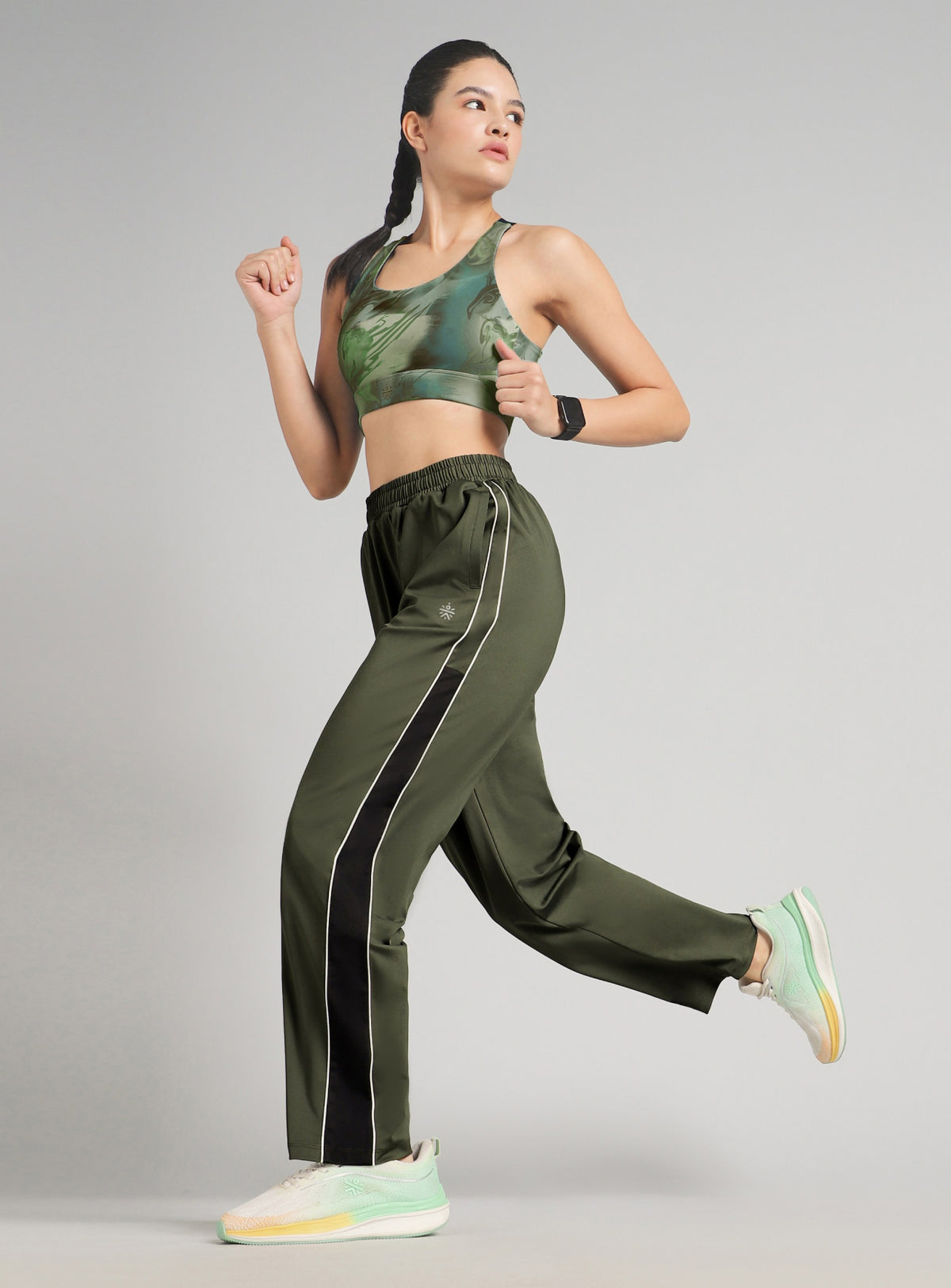 Women's Olive All Format Trainig Straight Fit Trackpants