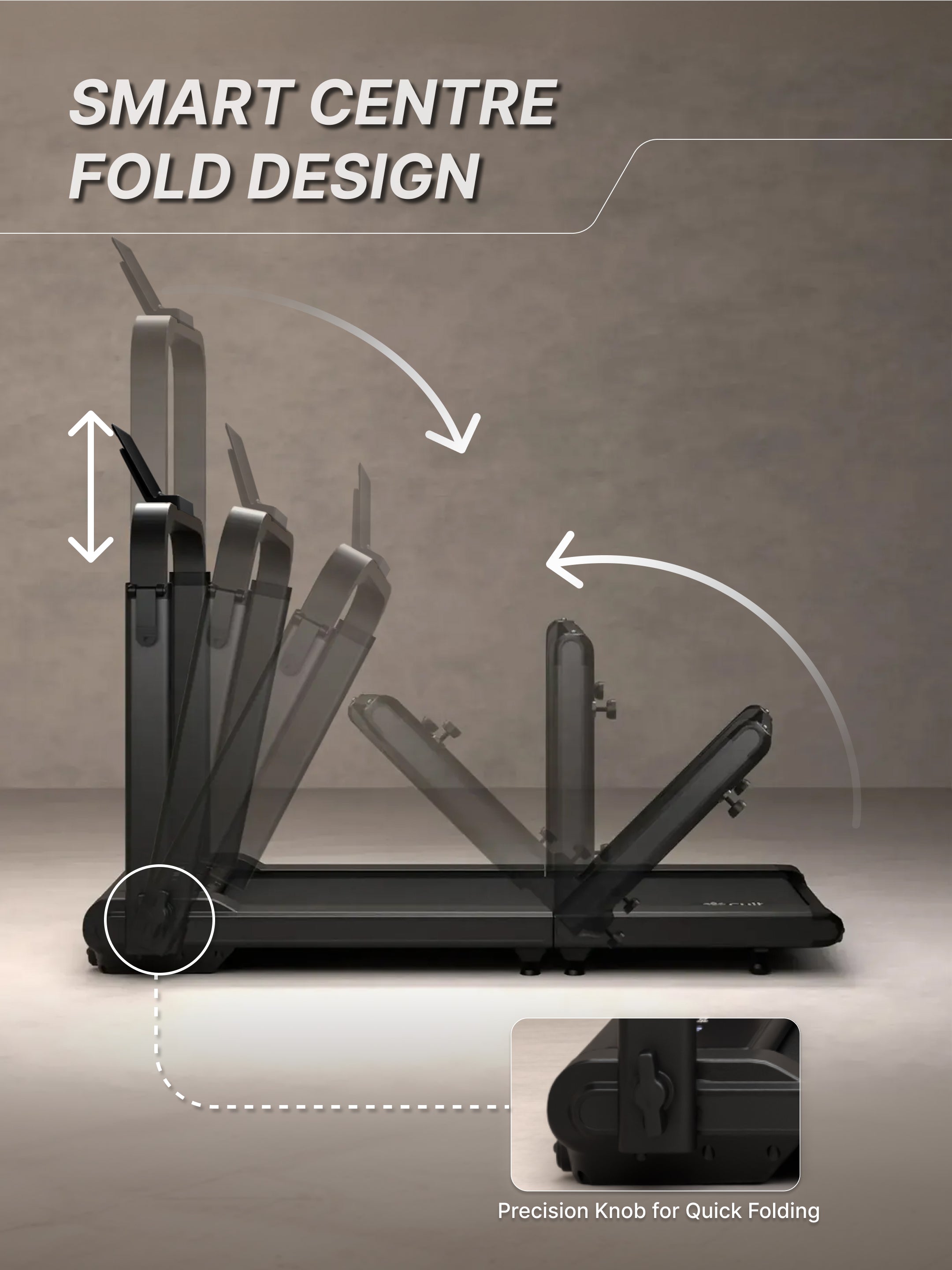 Cult Fold Plus Center-Folding Walking Pad with 5HP Motor with Easy Remote Control | Max User 130kg | Top Speed 8kmph | Running Deck 39.3 x 15.7 inches | Space Saving & Perfect for Home use Treadmill (with 6 Months Extended Warranty)