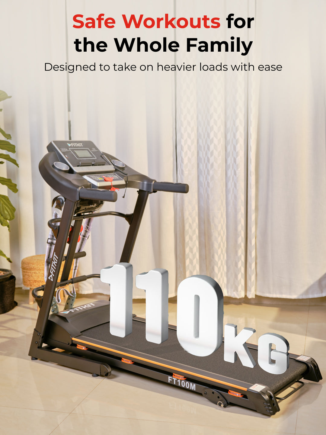 FT100M Treadmill 4.5HP | Massager | 3-level Manual-Incline | Max Weight-110kg | Max Speed-14.8kmph (with 6 months extended warranty)