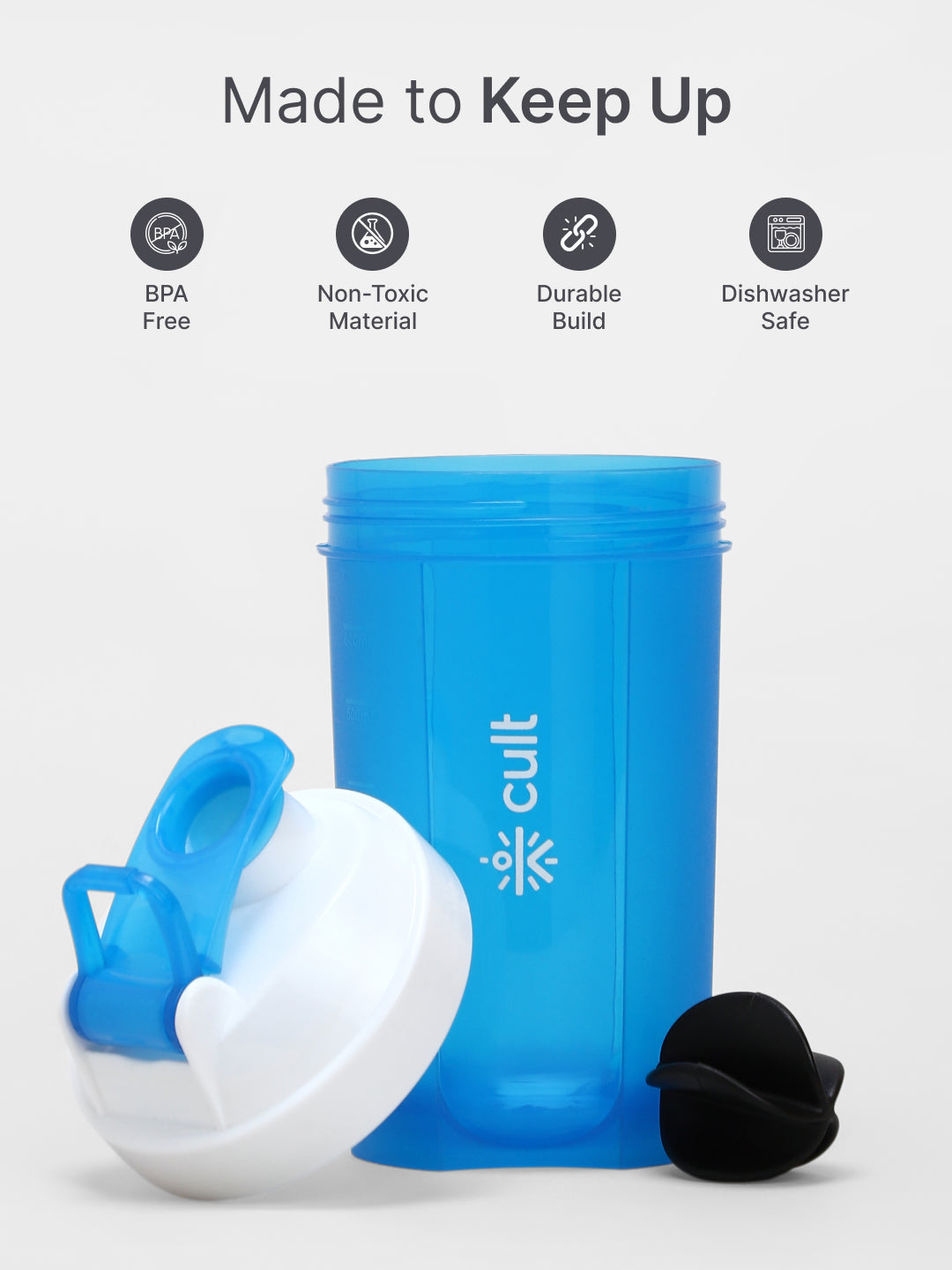 Compact 25L Duffle Bag with Shoulder Strap (Black) & 500ml Shaker Bottle with Mixer Ball (Blue)