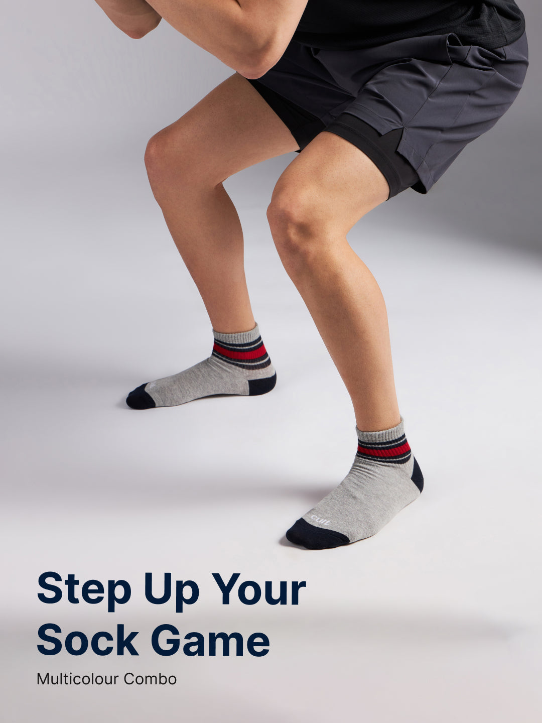 Sports Ankle Length Pack of 3 Grey Men's Cotton Socks