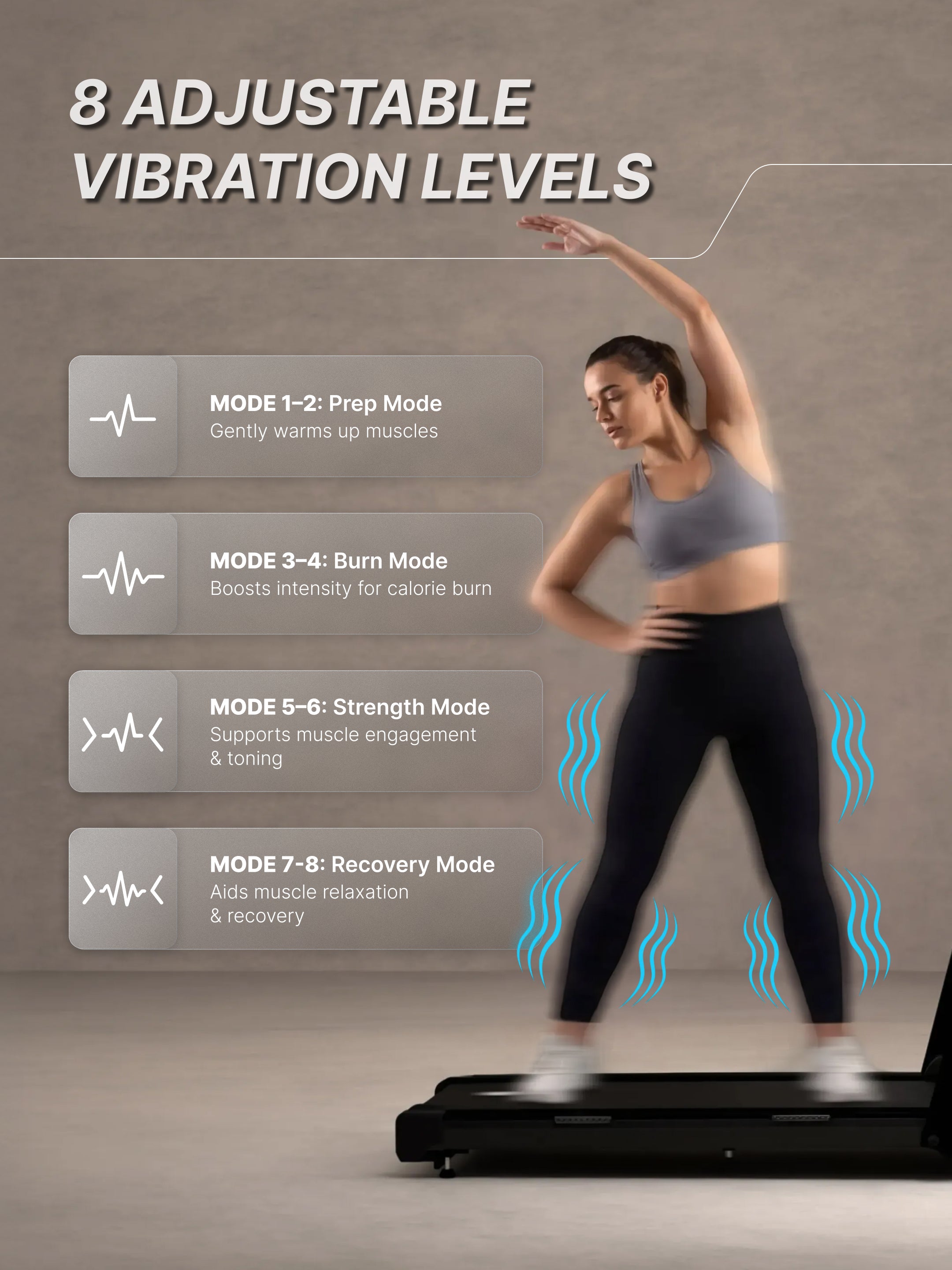 CultVibe 3-in-1 Walking Pad/Walk, Jog & Vibration | 4 HP BLDC Peak Motor | 150 Kg Max Load | 8 Vibration Modes | Remote Control & Tablet Holder | Treadmill for Home Use (with 6 months extended warranty)