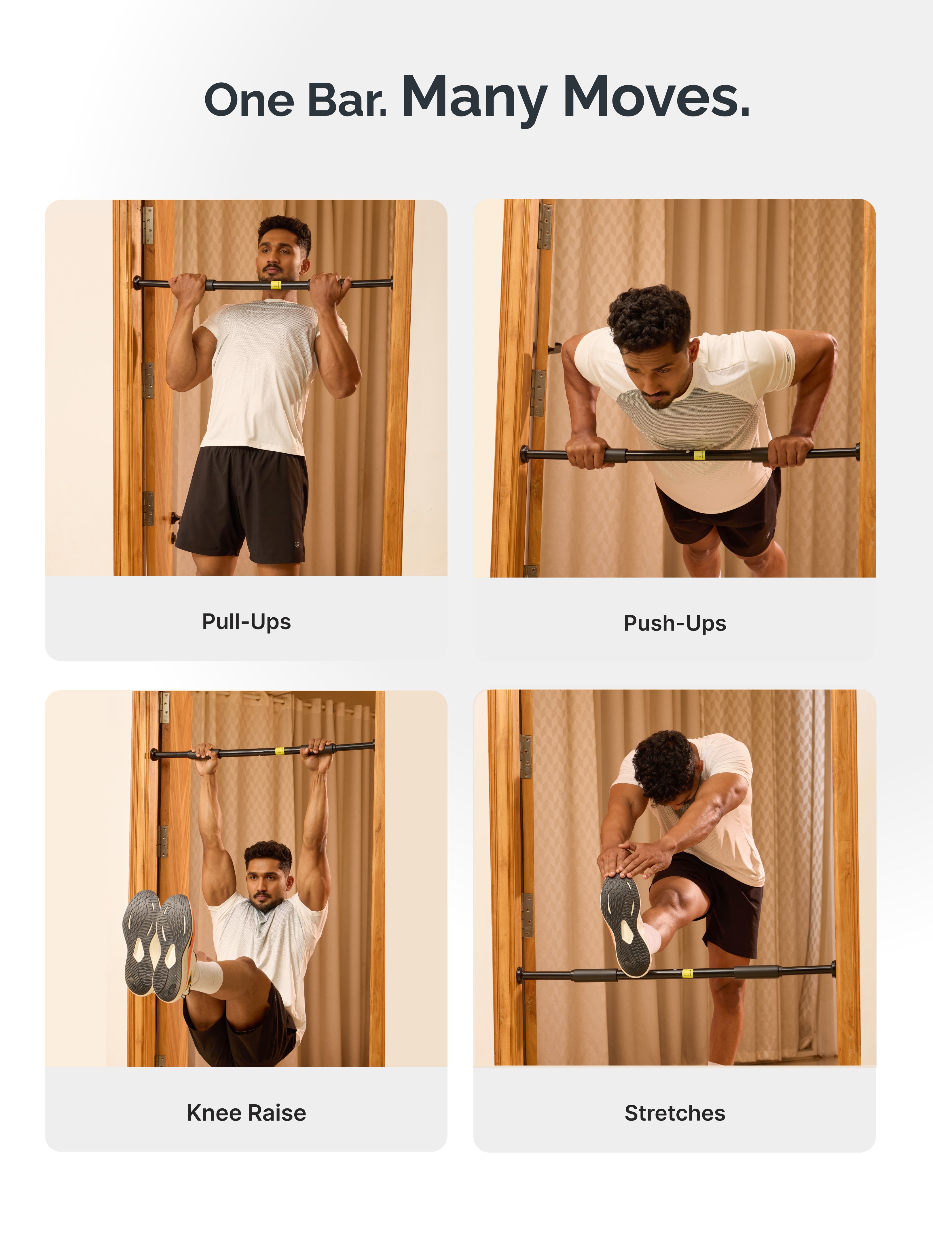 Cult Adjustable Pull-Up Bar for Doorway | Heavy-Duty Steel | Multi-Grip Home Gym Bar for Pull Ups, Chin Ups & Core Workout | Weight Capacity upto 100 kg